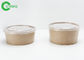 Food Grade Disposable Kraft Paper 50oz Round Salad Bowls With PP Flat White Lid