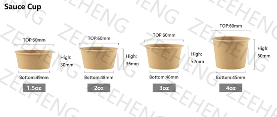 Des tasses de sauce Kraft jetables 1,5 oz 2 oz 3 oz 4 oz avec couvercle