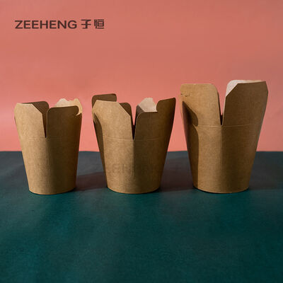 Bols à nouilles en kraft écologique recyclable, marron et blanc, 16oz/26oz/32oz