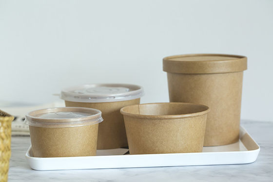 Cuvette de papier en bambou jetable et cuillère de catégorie comestible de catégorie comestible pour la soupe à salade